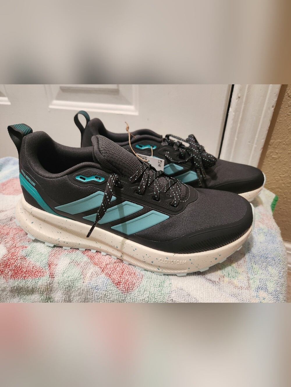 adidas Women's Athletic Shoes - Black with Teal Accents
